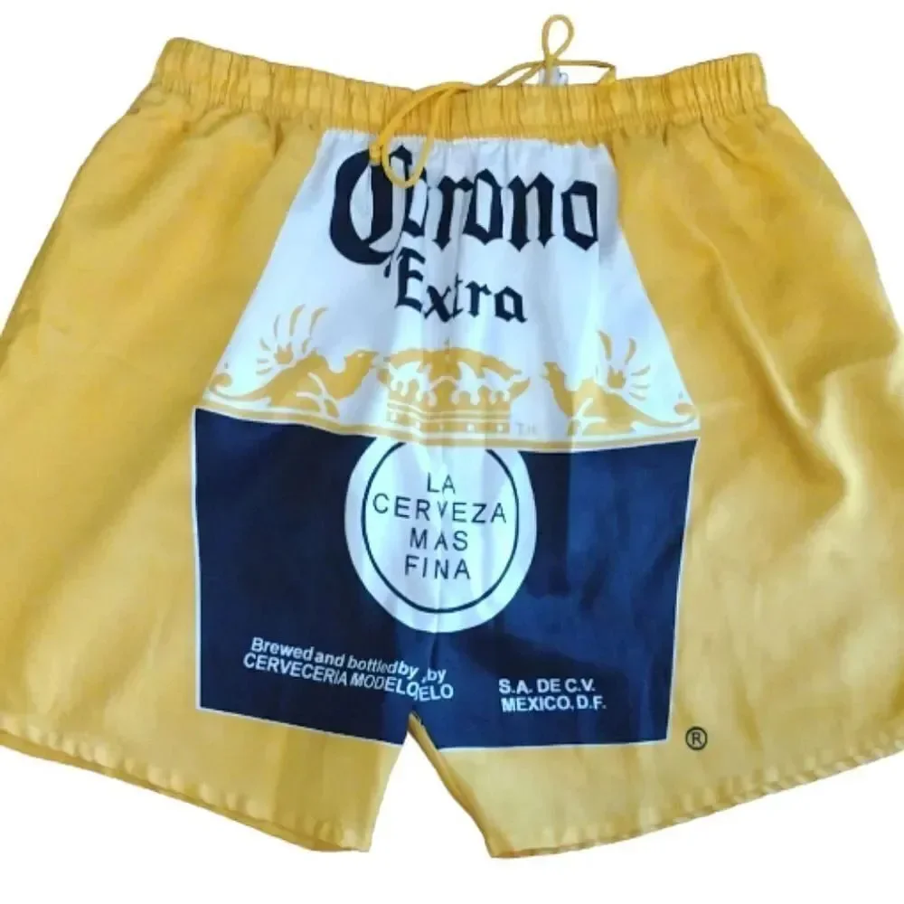 VTG 90s Corona Extra Beer Dbl Sided Print Swim Shorts Men's XL Calhaun Sportswea